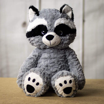 A grey raccoon that is 22 inches tall while standing