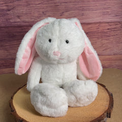 16 inch white stuffed rabbit with pink ears and pink nose