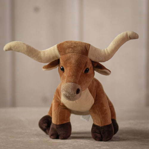 9" Plush Longhorn in brown with cream horns