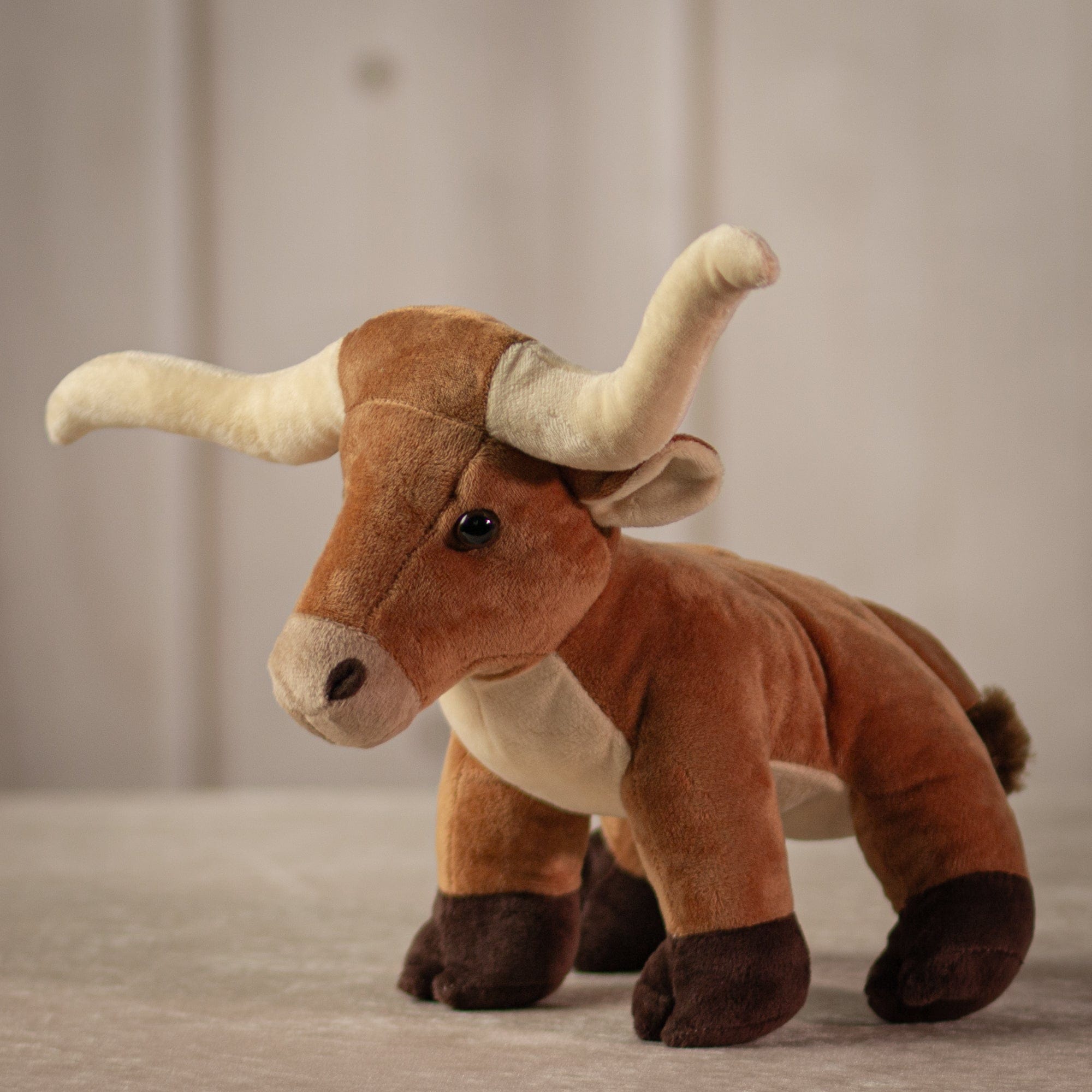 9" Plush Longhorn in brown with cream horns