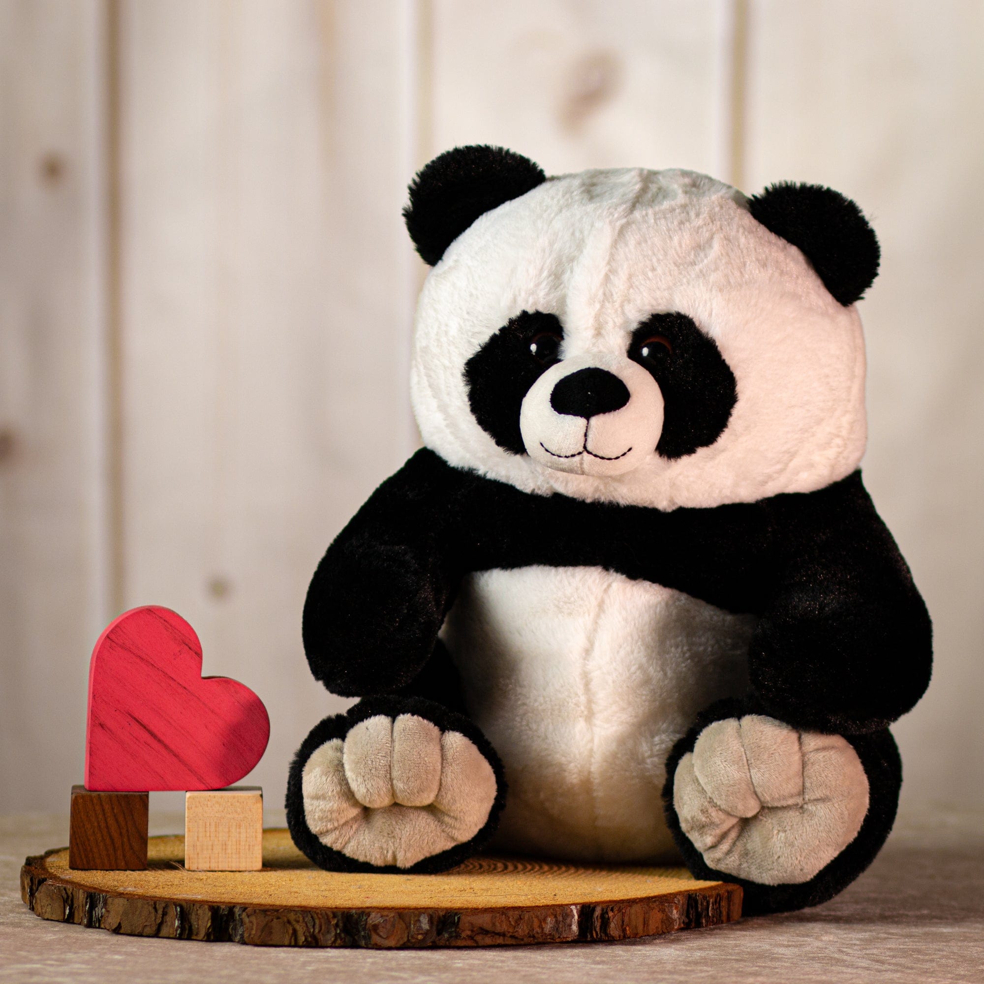 14" black and white sitting plush panda