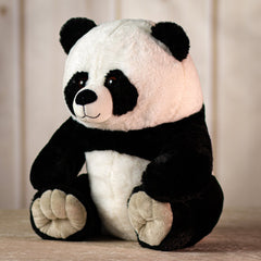 14" black and white sitting plush panda