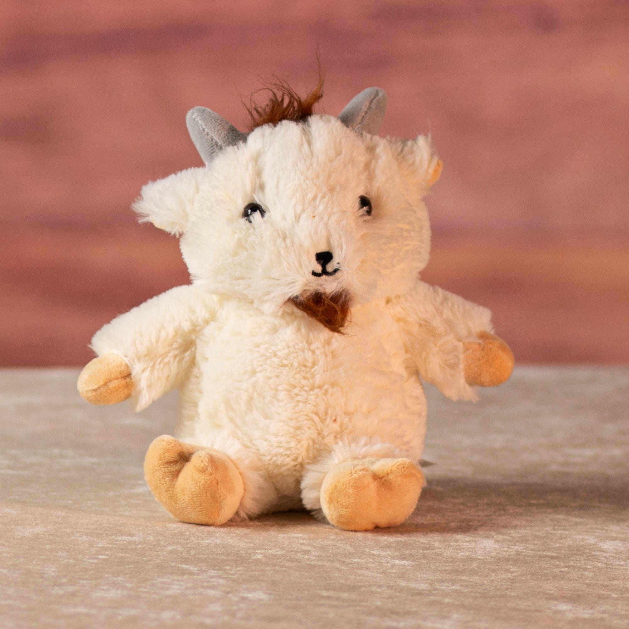 7 in stuffed small cream sitting goat