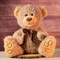 18 in brown stuffed bear with paw prints on paws