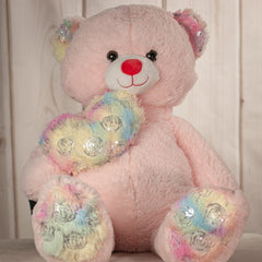 42" Big Rainbow Heart Bear