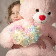 42" Big Rainbow Heart Bear