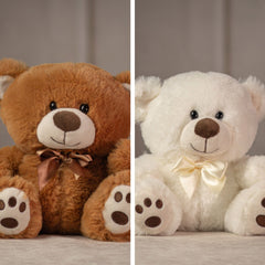 8" Small and Friendly Bear Pair each set comes with brown and white fur wearing a bow