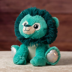 10 in stuffed blue lion with glitter eyes and glitter ears and paws