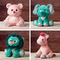 10 in stuffed cotton candy bear elephant lion and giraffe