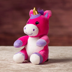 6 in stuffed purple and pink unicorn with metallic horn