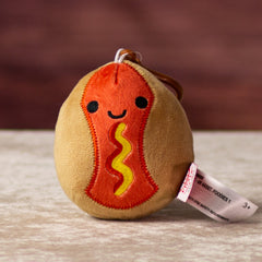 4 in stuffed hotdog foodie key chain clips