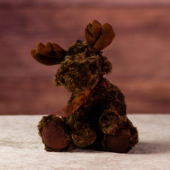 7 in stuffed little brown moose with bow 