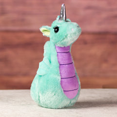 stuffed 11 in teal seahorse unicorn with eyelashes and silver horn