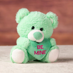 5.5 in green stuffed conversation heart bears